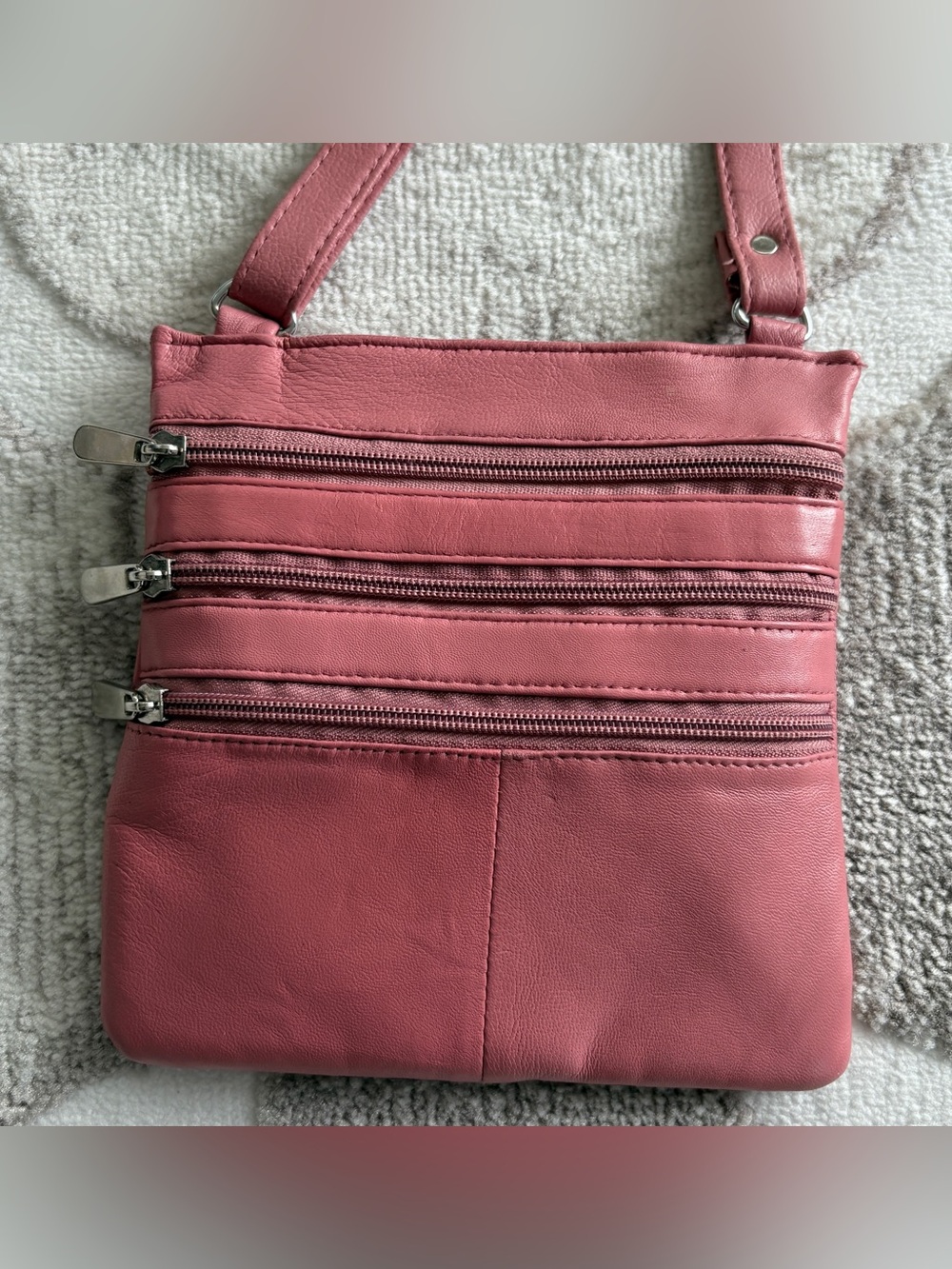 Genuine Leather Pink Crossbody Shoulder Bag